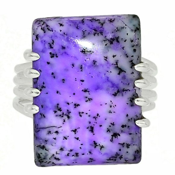 New - Purple Dendritic Opal 925 Sterling Silver Ring - Size 7 - Picture 1 of 1